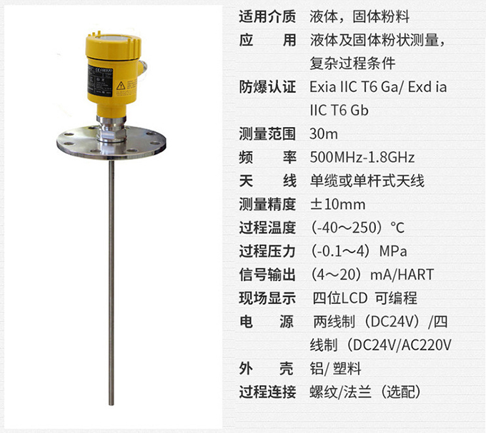 远传雷达液位计RD710技术参数表图