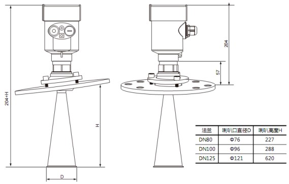 远传雷达液位计RD706外形尺寸图