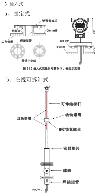 低温液体流量计插入式安装示意图